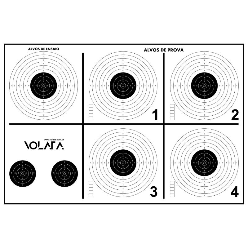 Alvo Academia De Tiro Ensaio 10 Metros - 25 Unids