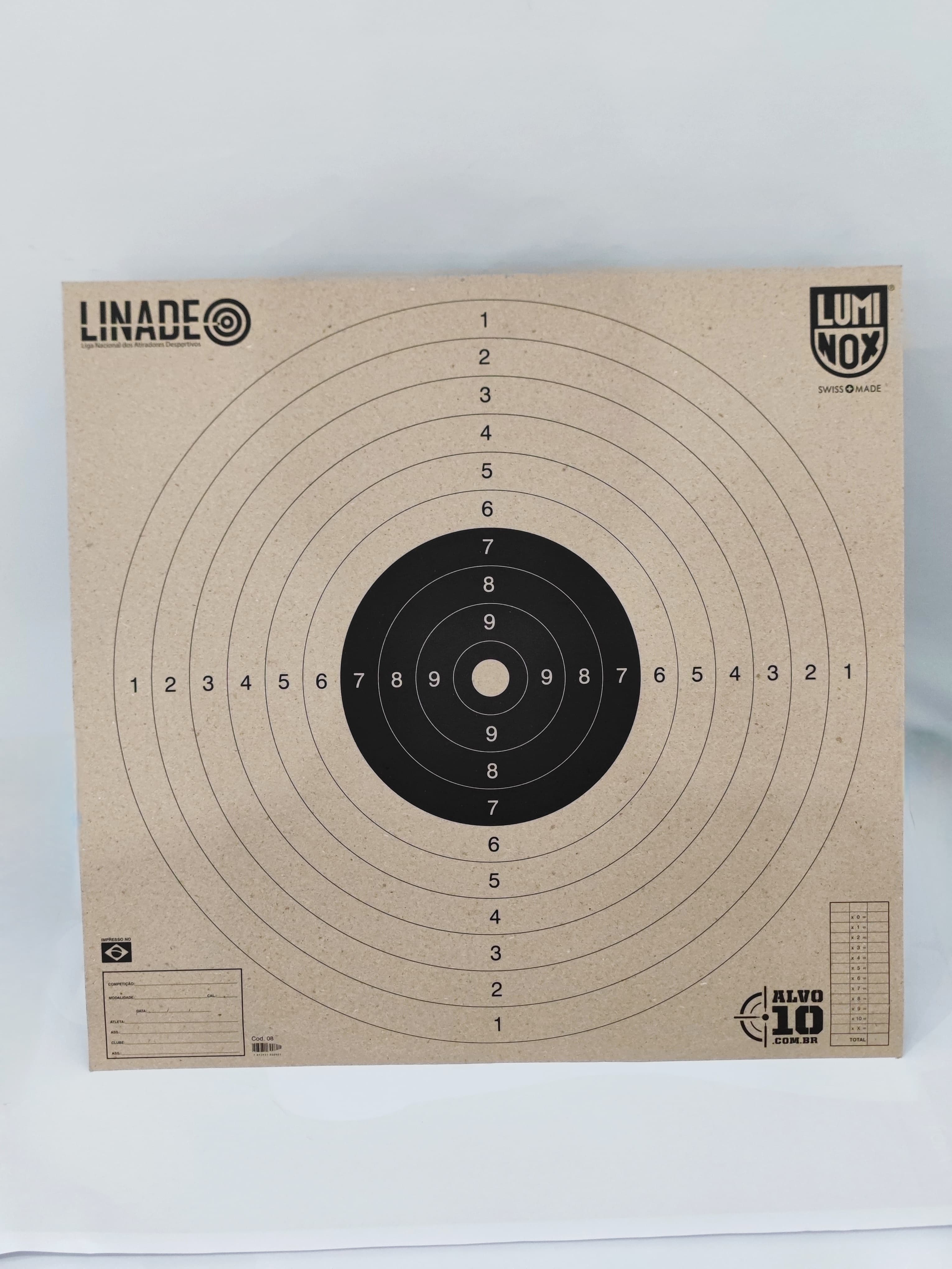 Alvo de um centro, para armas curtas a 25 metros LINADE - 25 UNIDS