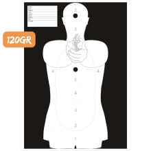 Alvo Silhueta Preta 48x66cm 120gr - 100 Un SAT + obreias branco/preto