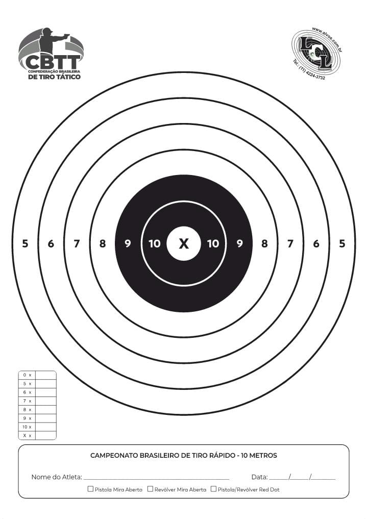 ALVO CBTT de Tiro de Precisão 66x48  25 unids